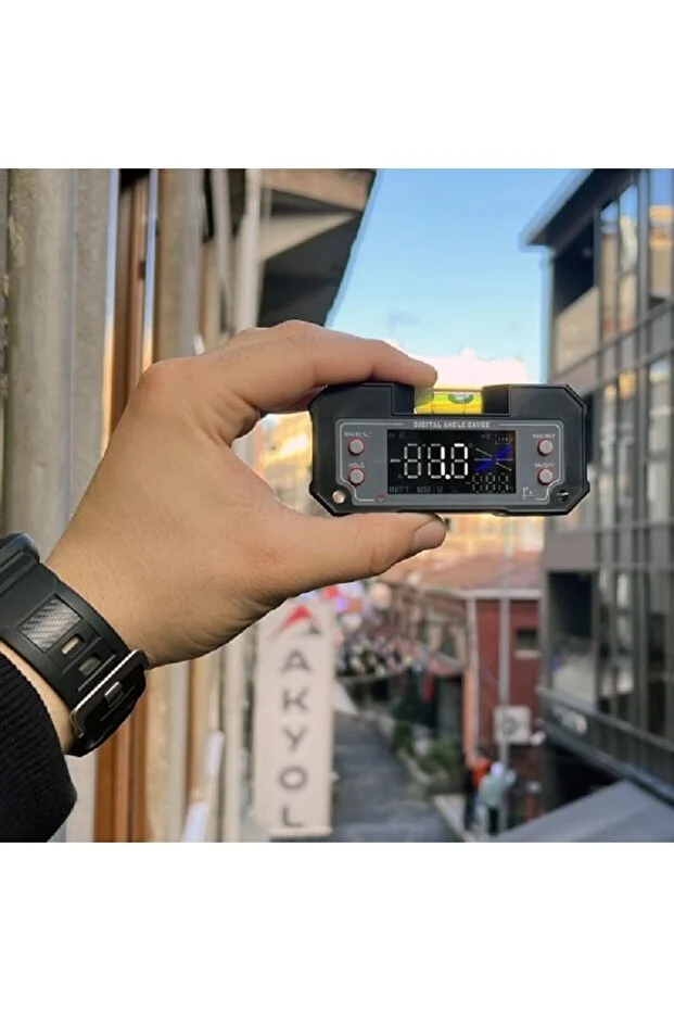 Mini Dijital Eğim Ölçer | Su Terazili- Type C ile şarj edilebilir.